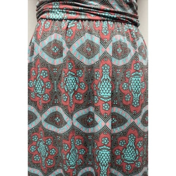 Filly Flair Strapless Maxi Dress‎ Size M Pinks, Teal & Brown Excellent Condition - Picture 4 of 11